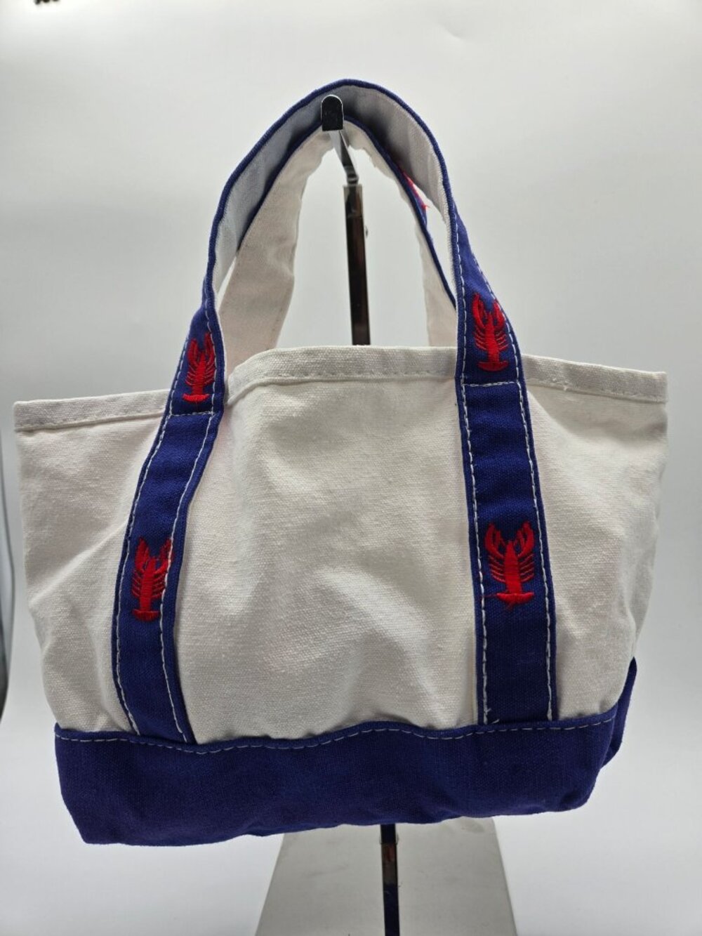 Lobster Canvas Mini Tote Bag Red White Blue Nautical Beach Tote